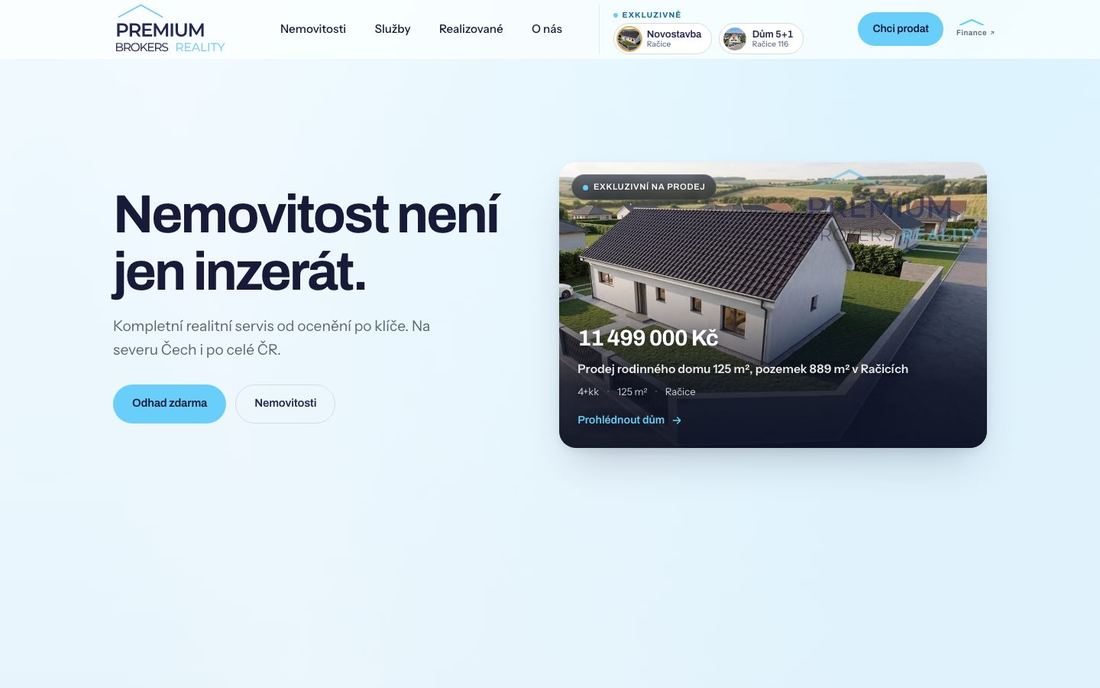 Premium Brokers Reality — realitní web